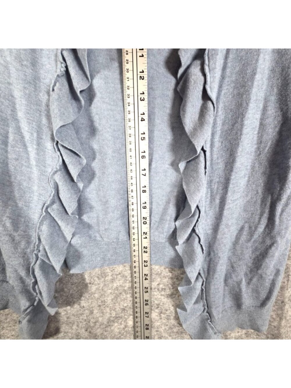 Talbots Ruffle Front Knit Cardigan Sweater Blue Preppy Classic Lightweight Layer - Picture 5 of 10